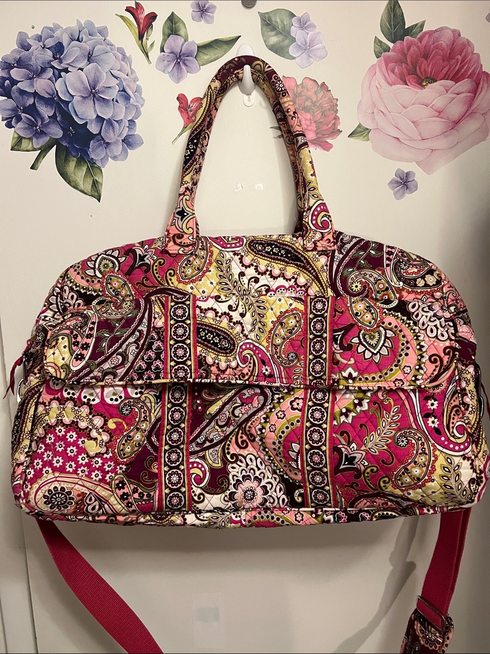 Vera Bradley Pink Multi Paisley Quilted Travel Tote